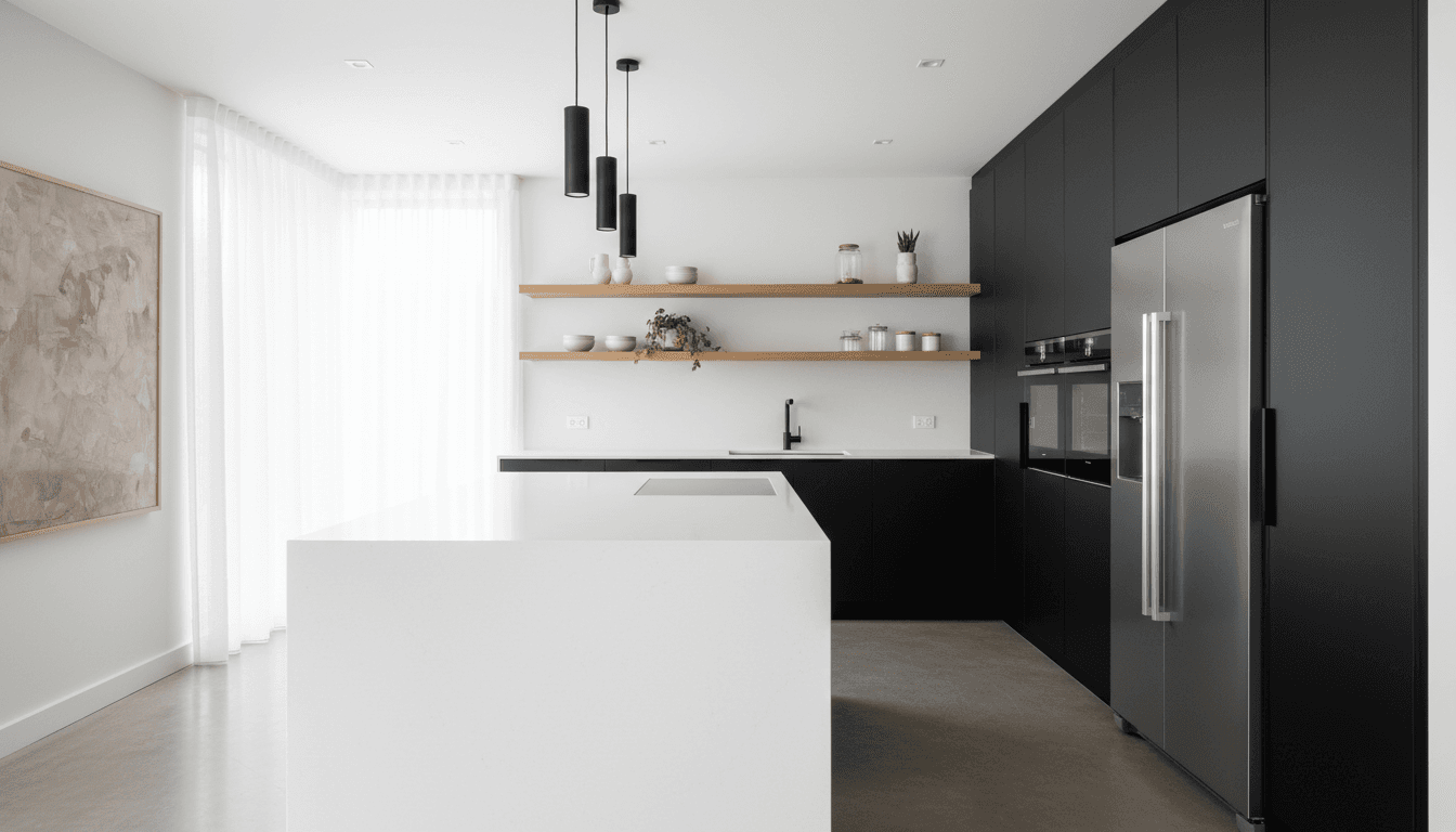 Newly renovated kitchen with dust-free countertops after post-construction cleaning